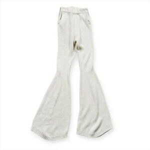 Hanifa Cream Chunky Cozy Knit Flare Leg Pants Tall Girl Friendly Sz XS‎